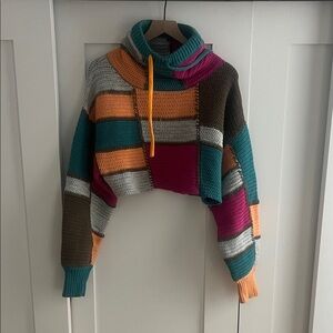 BDG Multicolor Patchwork Turtleneck Sweater